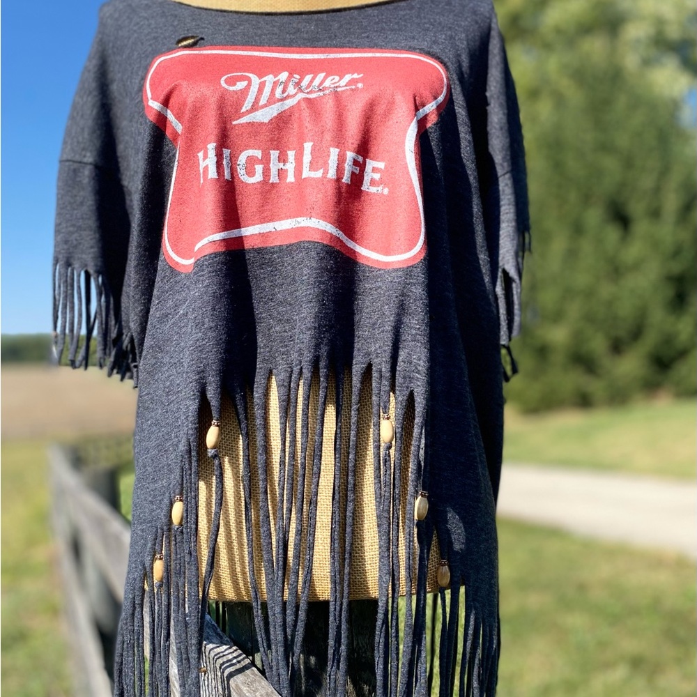 Miller Lite High Life Distressed Fringe Lucky Festival Tee XL - Picture 5 of 9